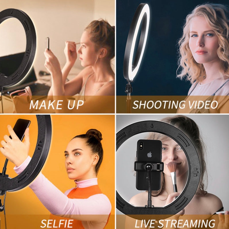 Selfie Ring Light 10” with Tripod Stand 45cm & Phone Holder for Live Stream/Makeup/Video