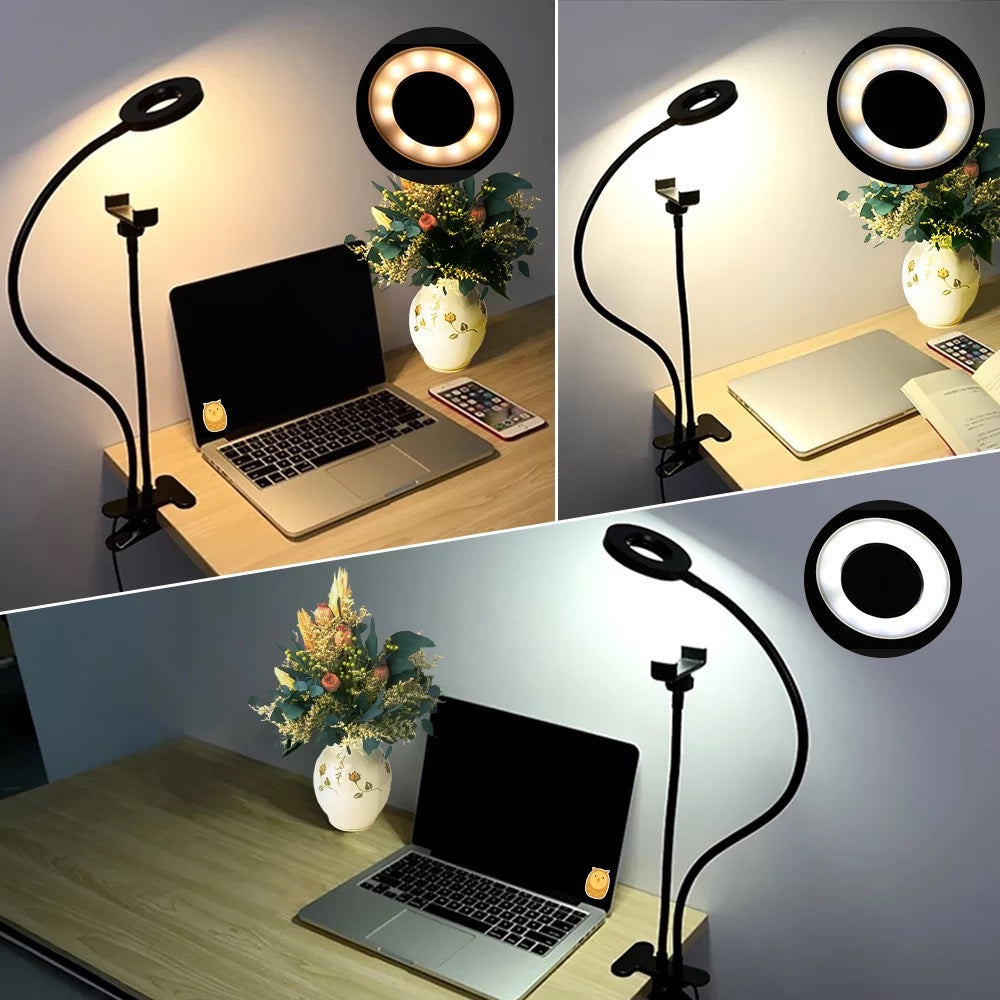 Clip Ring Light Video Conference Lighting USB Laptop Desk Lamp Zoom Phone Stand