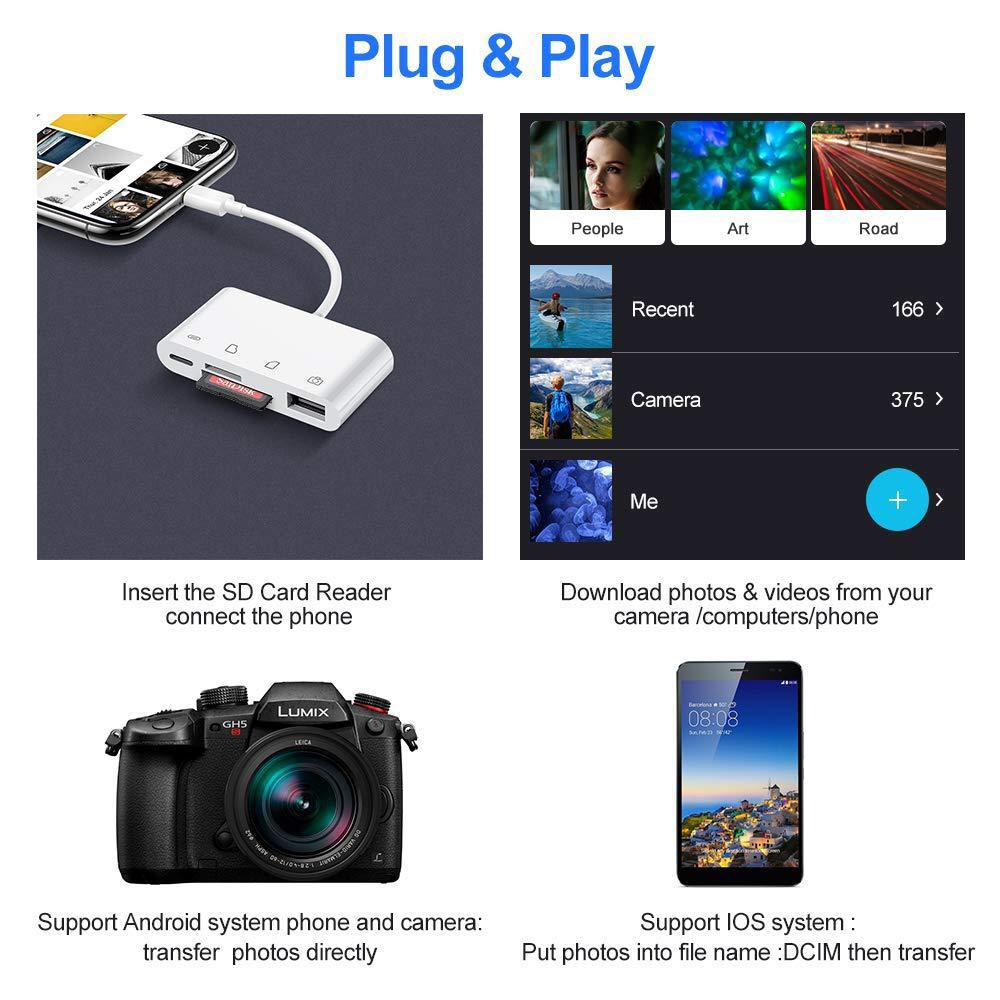 4 in 1 OTG Camera Card Reader to USB C Adapter SD TF For iPad MacBook Samsung