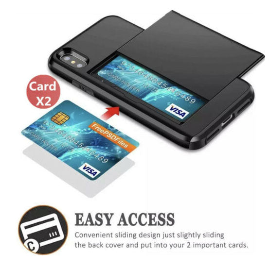 For Apple iPhone 16 Pro XS Max 8 7 Plus XR X Hard Case Wallet Card Slot Cover