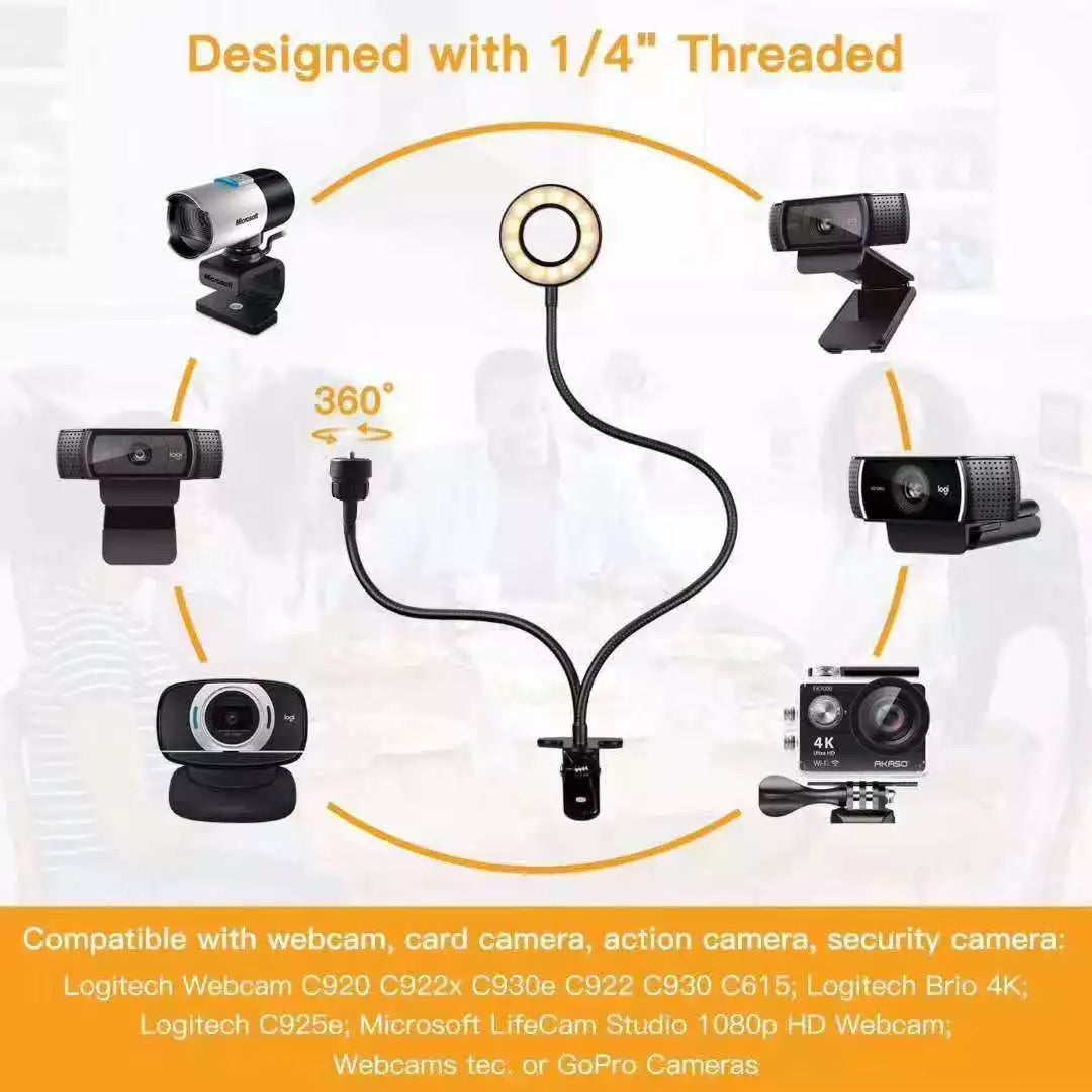 Clip Ring Light Video Conference Lighting USB Laptop Desk Lamp Zoom Phone Stand