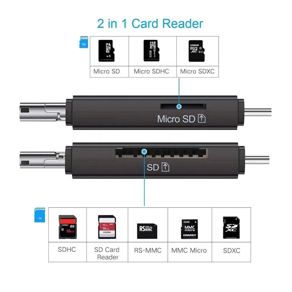 3 in 1 Micro SD Card Reader Adapter to Micro USB Type-C Converter For Phone Tablet