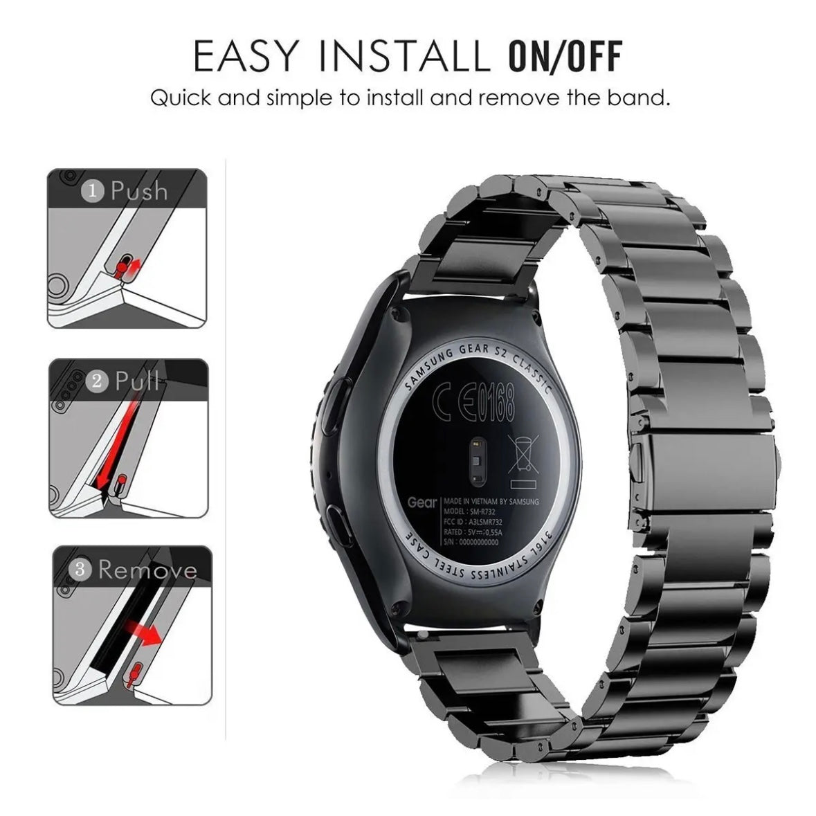 Stainless Steel Metal Watch Band Strap For Samsung Galaxy Watch 4 5 6 7 Garmin Venu Huawei 20mm 22mm