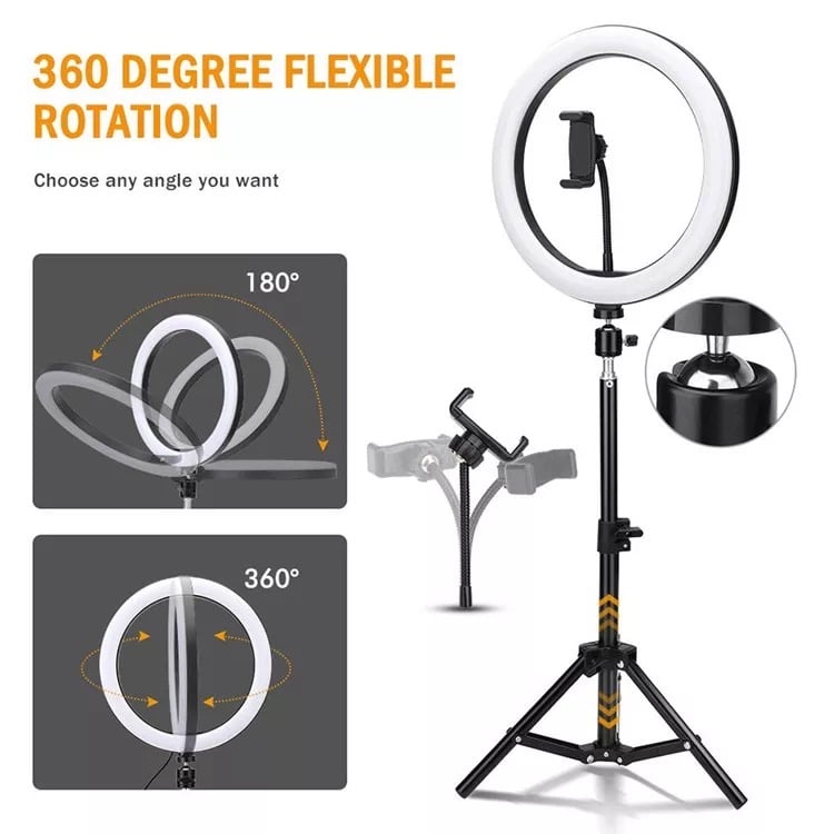 Selfie Ring Light 10” with Tripod Stand 45cm & Phone Holder for Live Stream/Makeup/Video