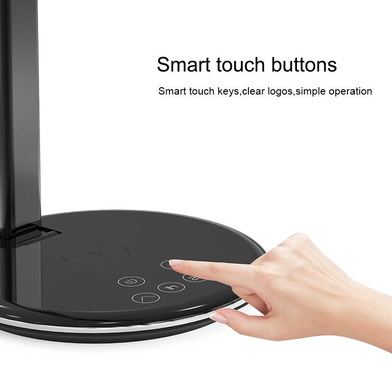 USB Charge LED Lamp Desk Table +10W QI Wireless Phone Charger Home Reading Light