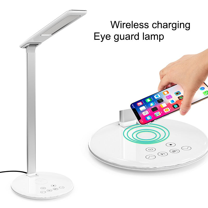 USB Charge LED Lamp Desk Table +10W QI Wireless Phone Charger Home Reading Light