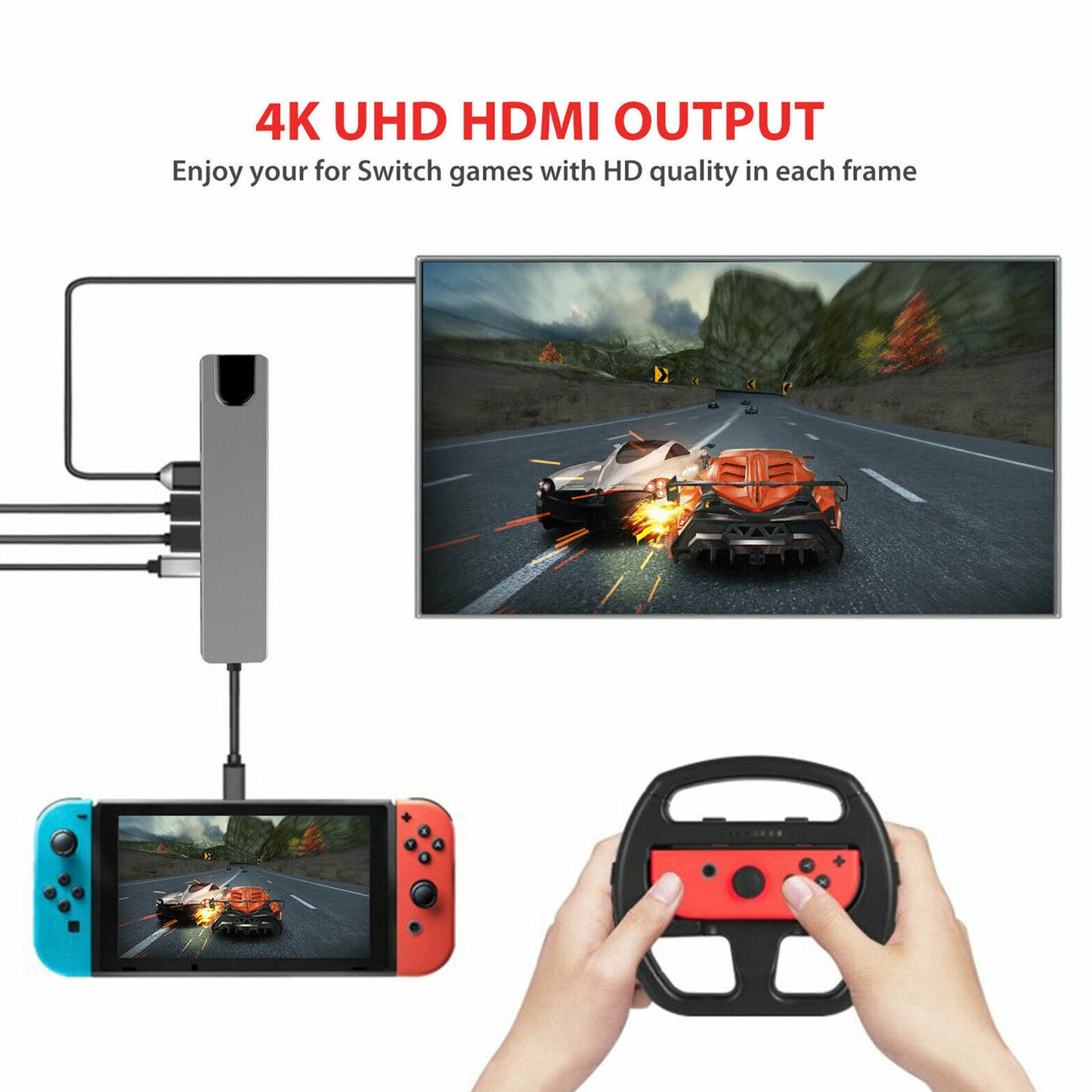 6 in 1 USB Type-C Hub Multi USB 3.0 4K HDMI RJ45 Ethernet Adapter For Laptop