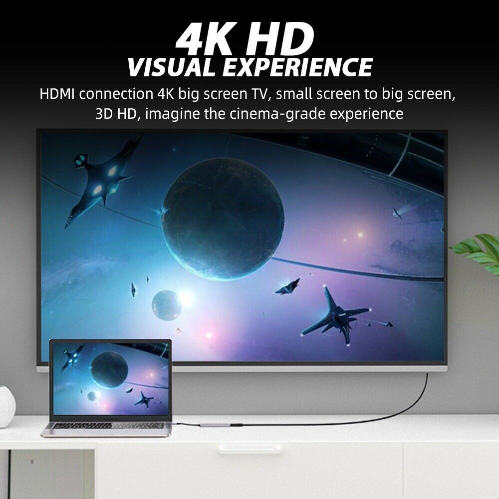 6 in 1 USB Type-C Hub Multi USB 3.0 4K HDMI RJ45 Ethernet Adapter For Laptop