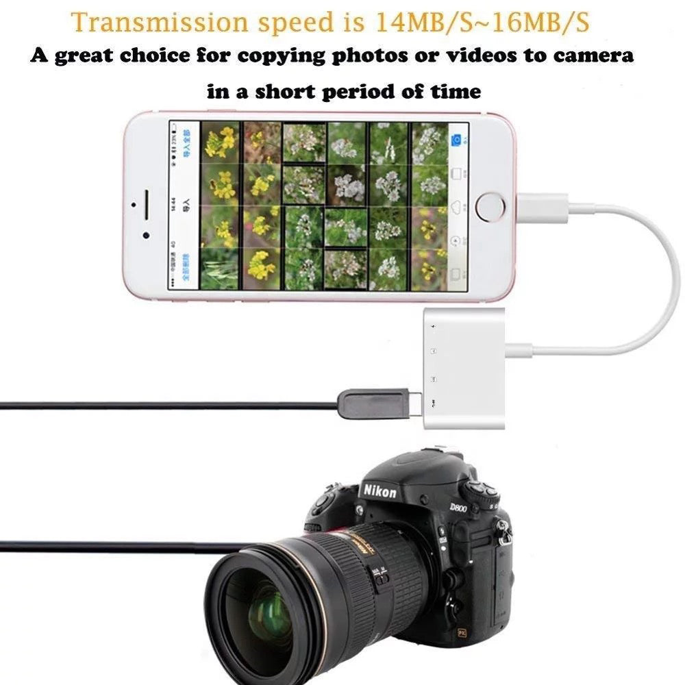 4 in 1 OTG Camera Card Reader to USB Adapter SD TF For iPhone iPad iPod Touch