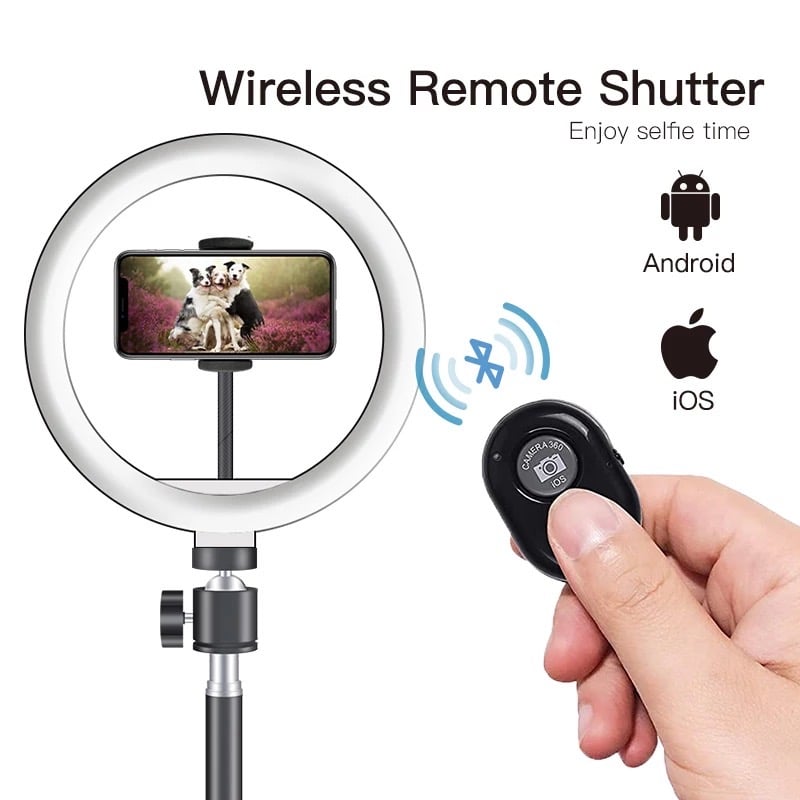 Selfie Ring Light 10” with Tripod Stand 45cm & Phone Holder for Live Stream/Makeup/Video