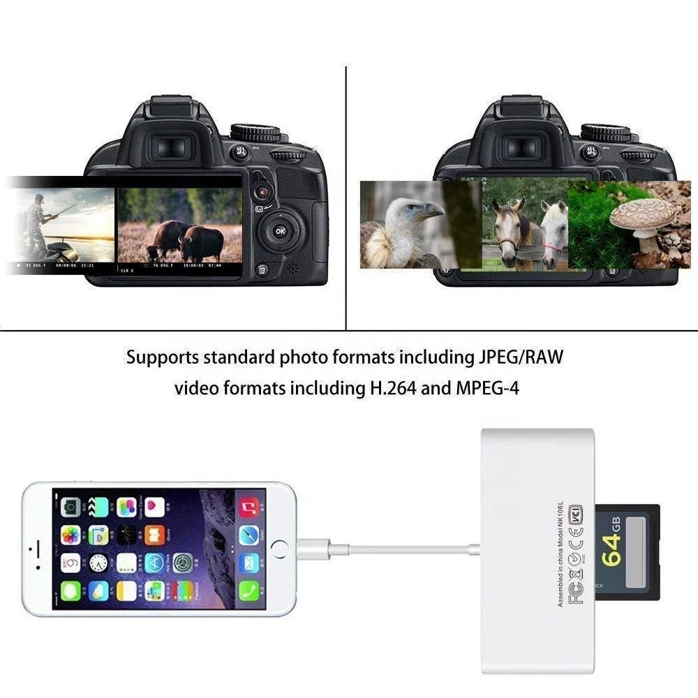 4 in 1 OTG Camera Card Reader to USB Adapter SD TF For iPhone iPad iPod Touch