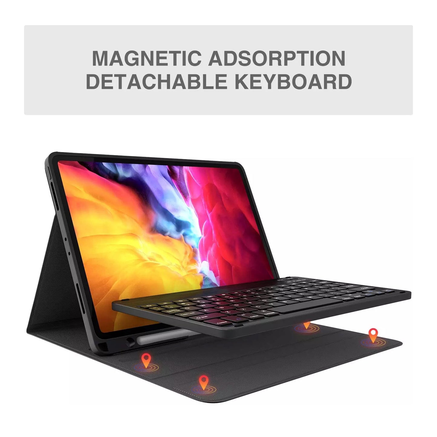 For iPad Backlit 7 Colours Bluetooth Keyboard Smart Cover Flip Case