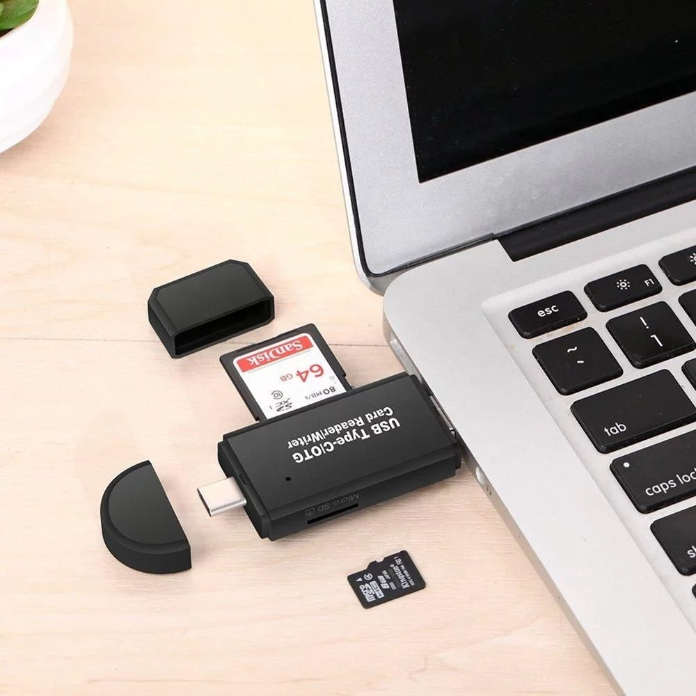 3 in 1 Micro SD Card Reader Adapter to Micro USB Type-C Converter For Phone Tablet