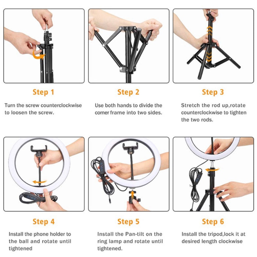Selfie Ring Light 10” with Tripod Stand 45cm & Phone Holder for Live Stream/Makeup/Video
