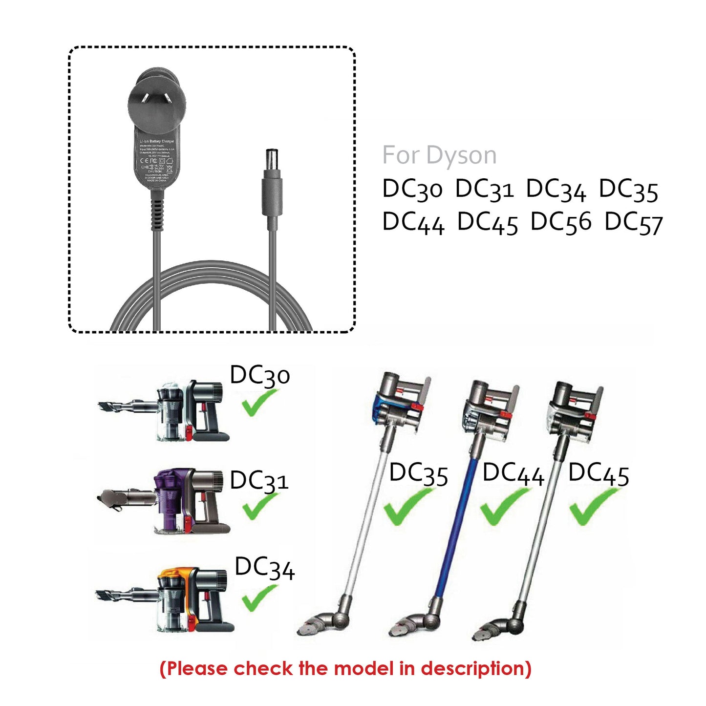 Battery Charger Adaptor For Dyson DC30 DC31 DC34 DC35 DC44 DC45 Vacuum Cleaner