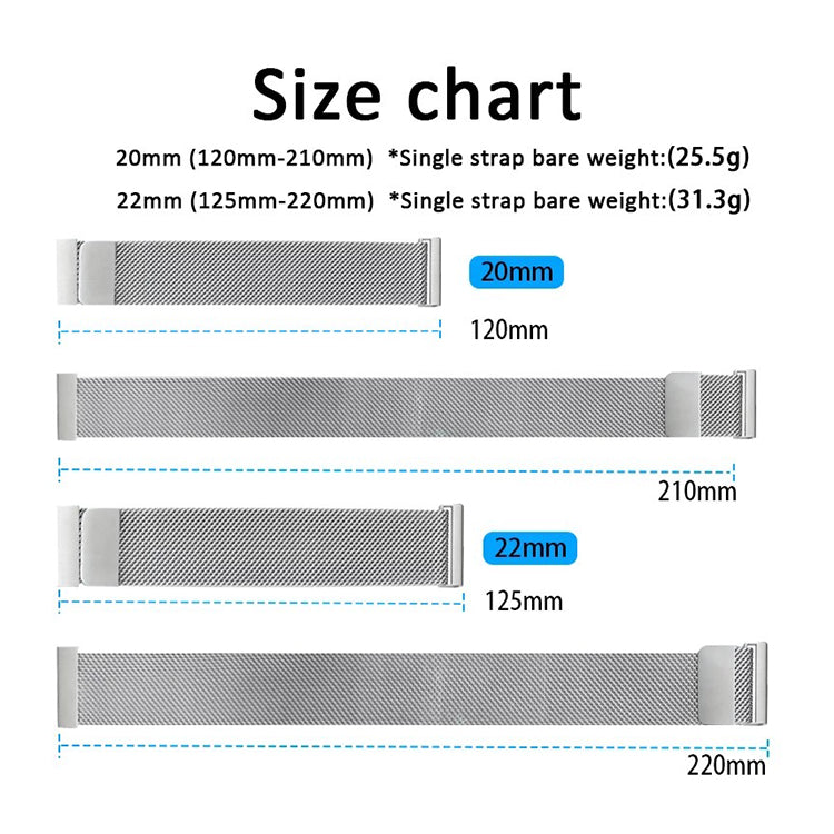 Stainless Steel Magnetic Milanese Loop Watch Band Strap For Samsung Galaxy Watch 4 5 6 7 Garmin Venu Huawei 20mm 22mm
