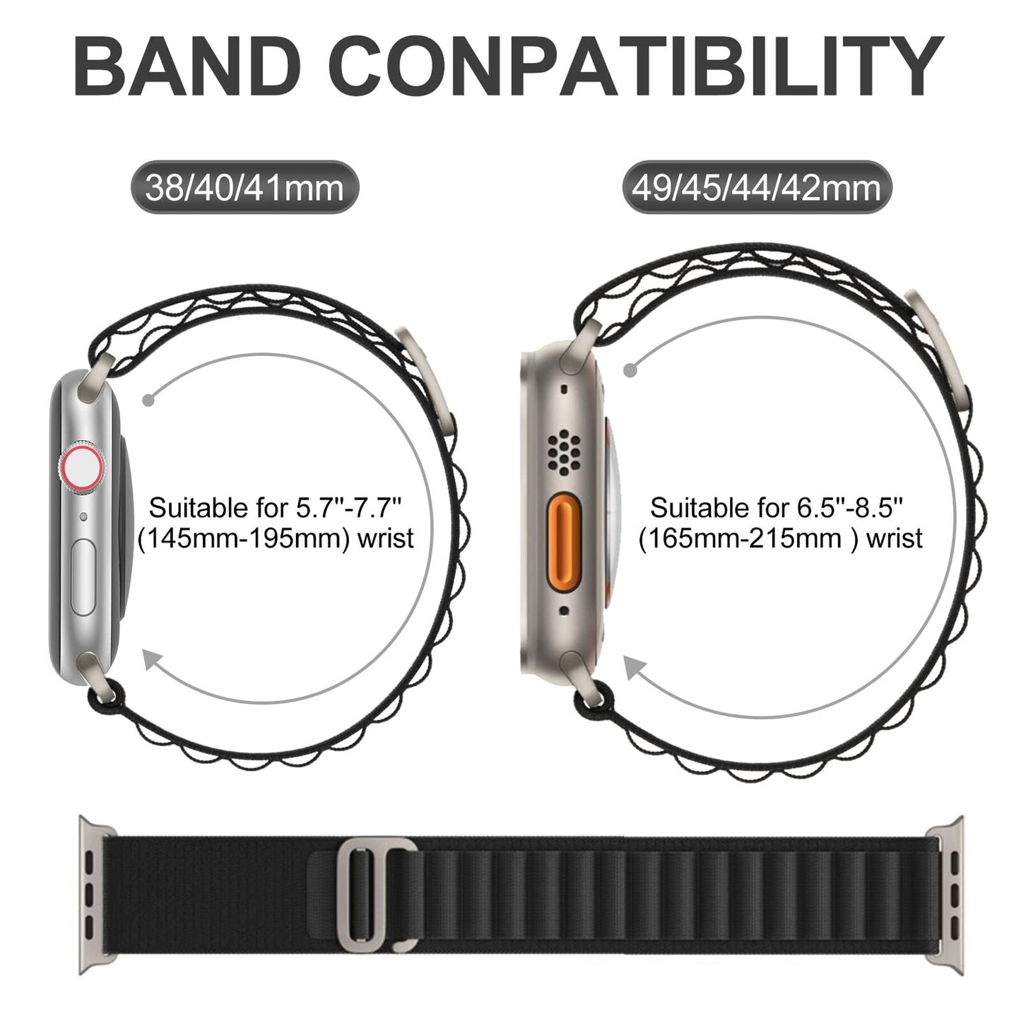 Alpine Nylon Sports Watch Band Strap For Apple iWatch Ultra 10 9 8 7 6 5 4 3 2 1 SE 49 46 45 44 42 41 40 38 mm