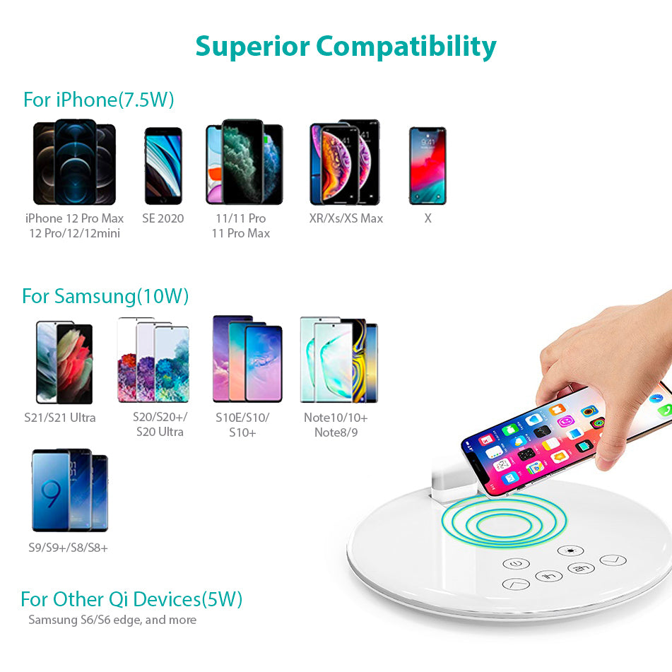 USB Charge LED Lamp Desk Table +10W QI Wireless Phone Charger Home Reading Light
