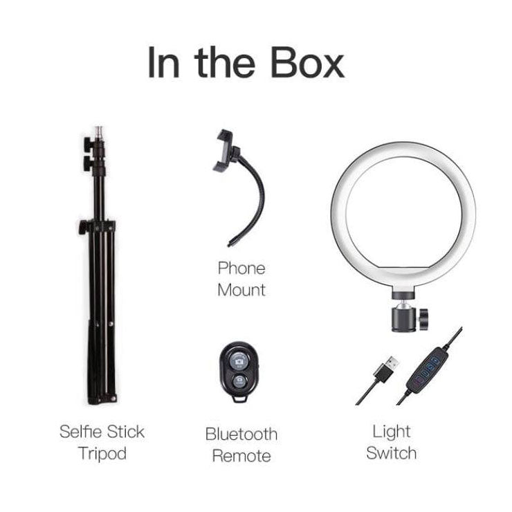 Selfie Ring Light 10” with Tripod Stand 45cm & Phone Holder for Live Stream/Makeup/Video