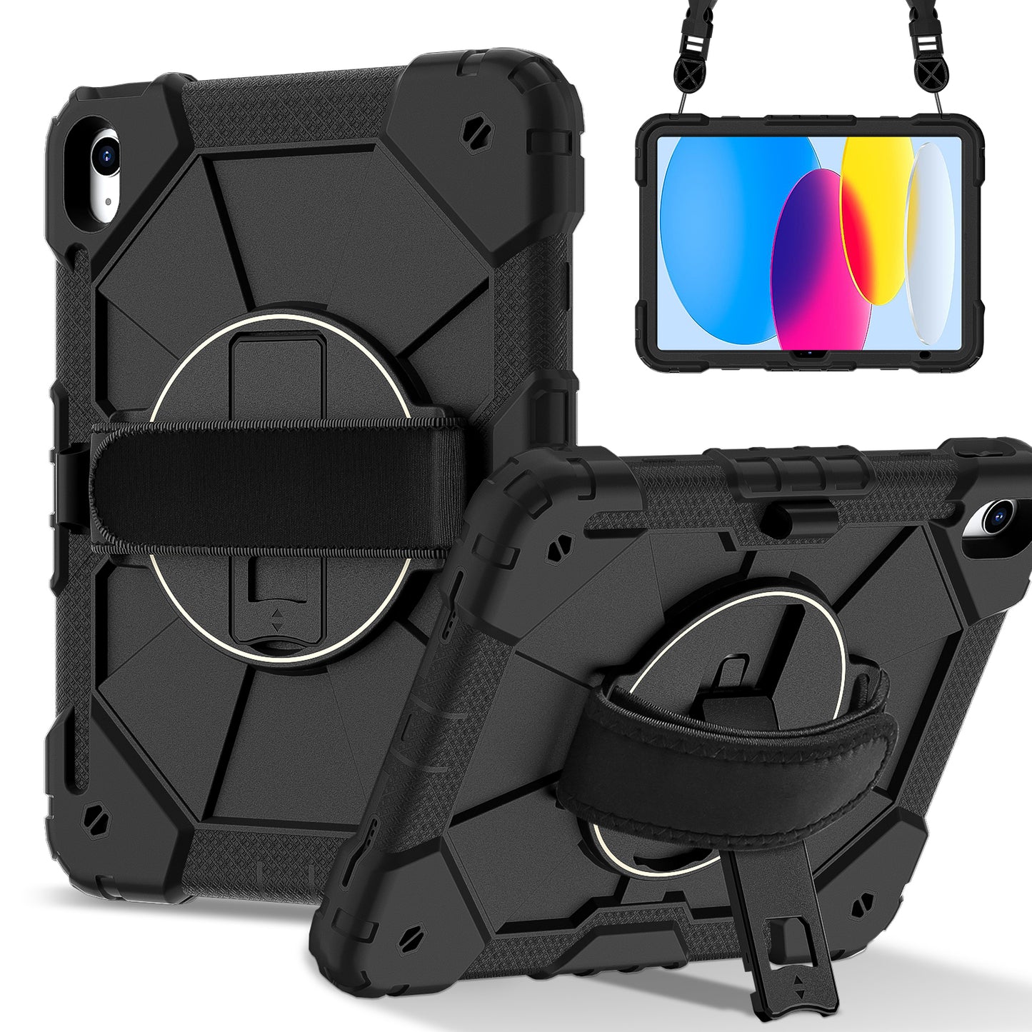 Rugged Stand Hard Case Shockproof Cover Strap iPad 10th gen 10.9" (2022) / 11th gen A16 (2025)