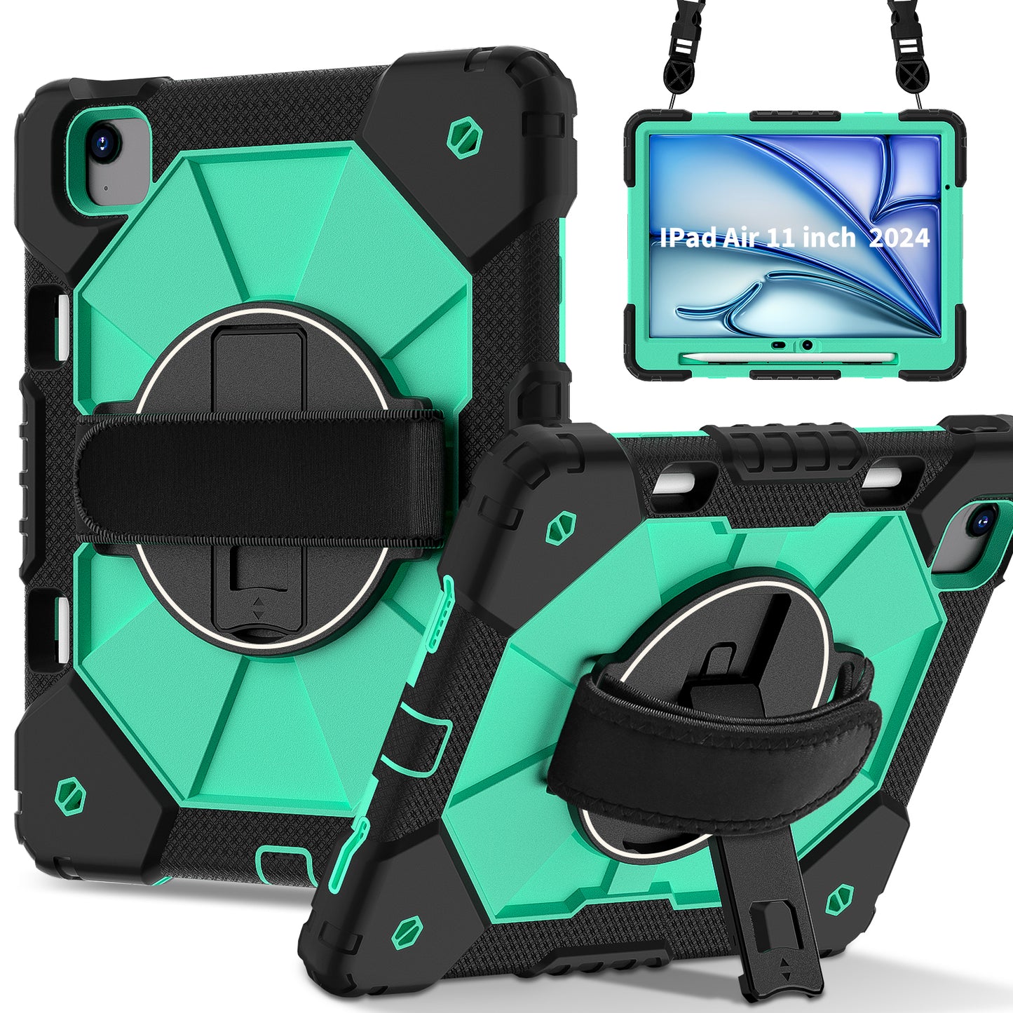 Rugged Stand Hard Case Shockproof Cover Strap For iPad Air 11" 2024 & 2025