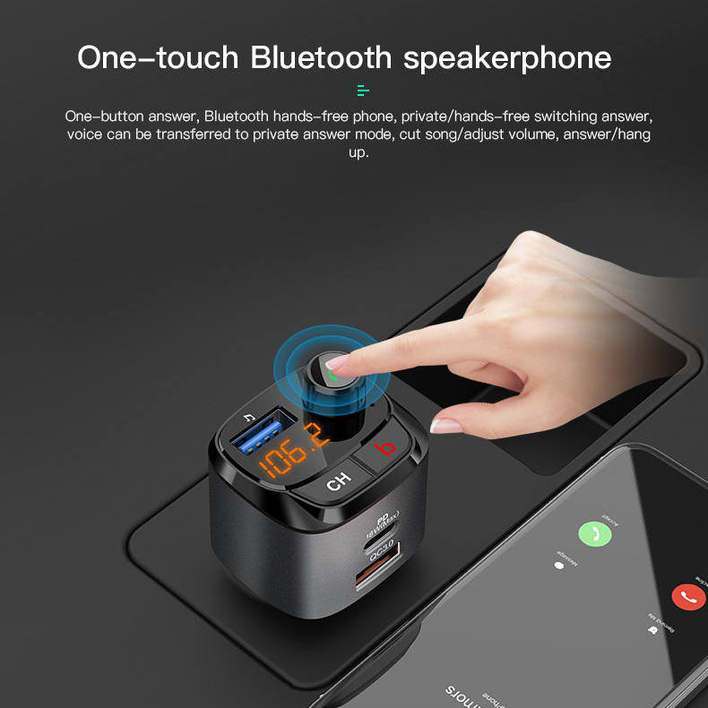 FM Transmitter Wireless Bluetooth MP3 Player QC3.0 PD18W USB Car Charger