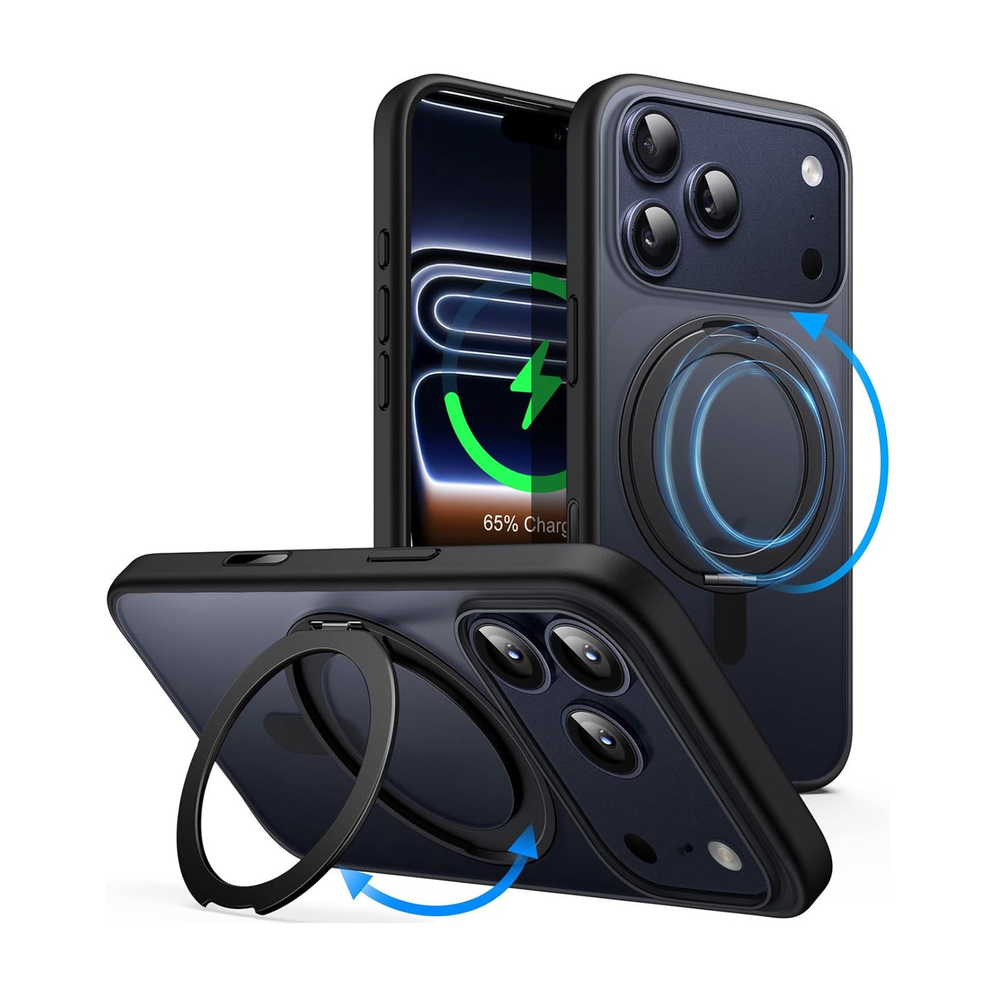 For iPhone 17 Pro Max (6.9") Magnetic MagSafe Shockproof Case Ring Stand Black Cover