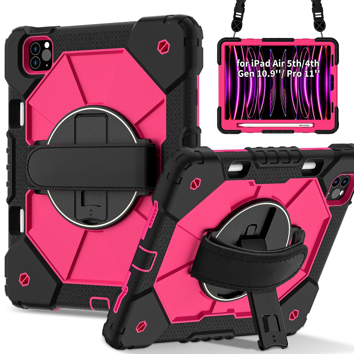 Rugged Stand Hard Case Shockproof Cover Strap For iPad Air 4/5 & Pro 11" (2018–2022)