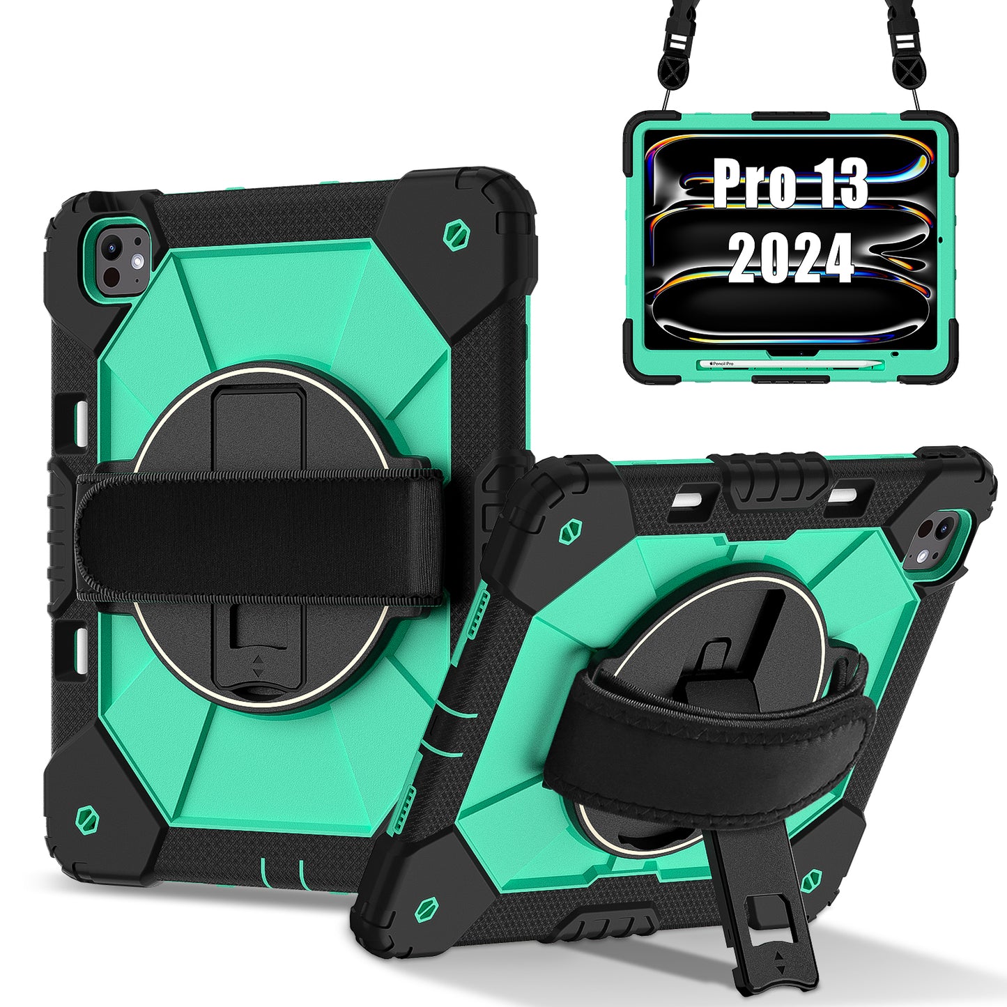 Rugged Stand Hard Case Shockproof Cover Strap For iPad Pro 13" (2024)
