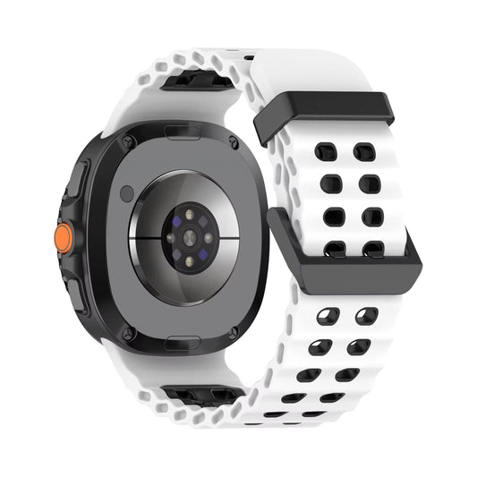 Rugged Breathable Sport Band Soft Silicone Waterproof For Samsung Galaxy Watch Ultra 47mm - White