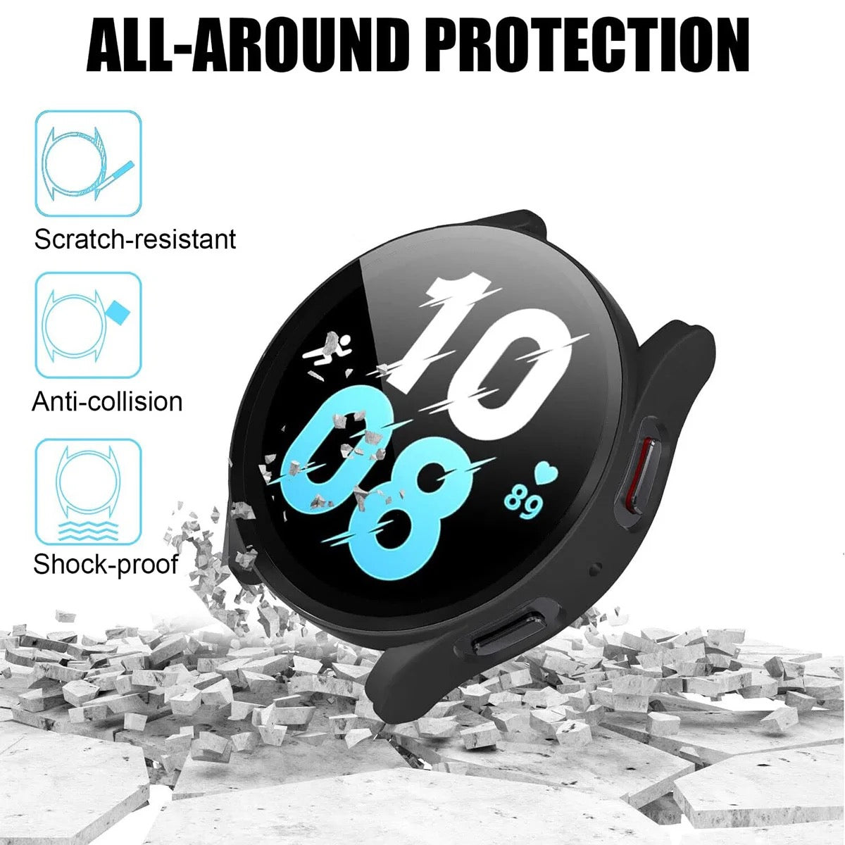 For Samsung Galaxy Watch 7 40 44mm Full Cover Screen Glass Protector Shell Case