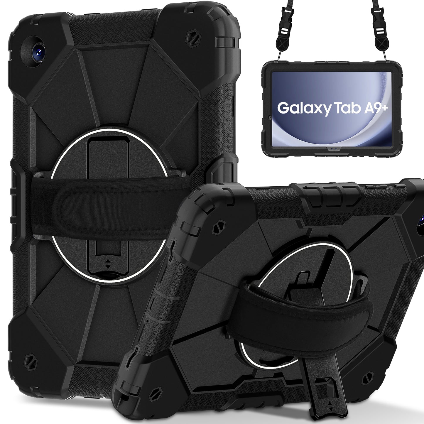 Rugged Stand Hard Case Shockproof Cover Strap For Samsung Tab A9 Plus