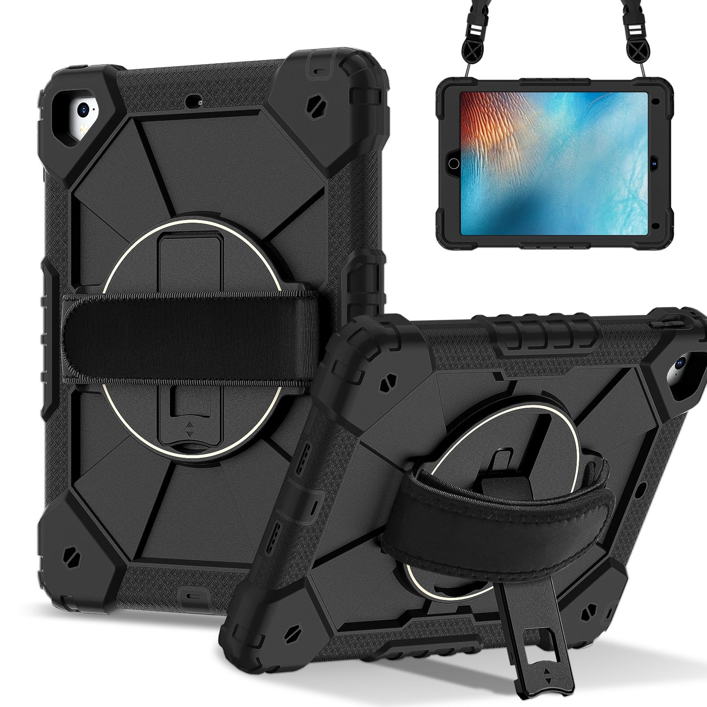 Rugged Stand Hard Case Shockproof Cover Strap For iPad 5th (2017) / 6th (2018)