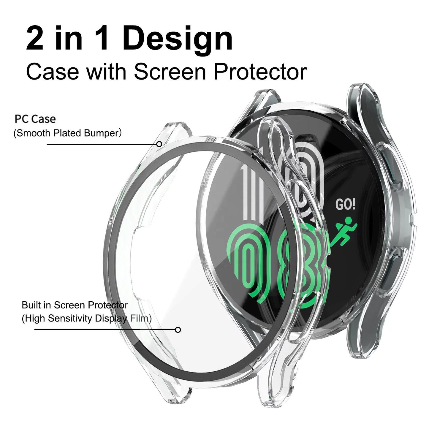 For Samsung Galaxy Watch 5 4 40 44mm Full Cover Screen Glass Protector Shell Case
