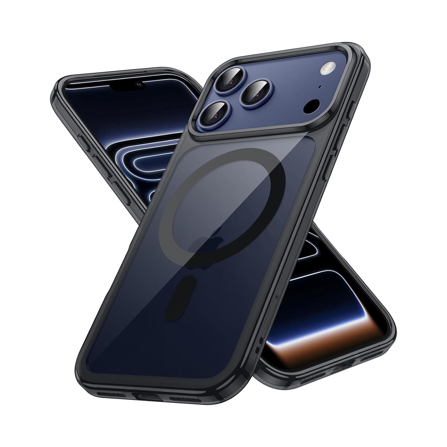 For Apple iPhone 17 Pro Max (6.9") Black Crystal Case Compatible with MagSafe