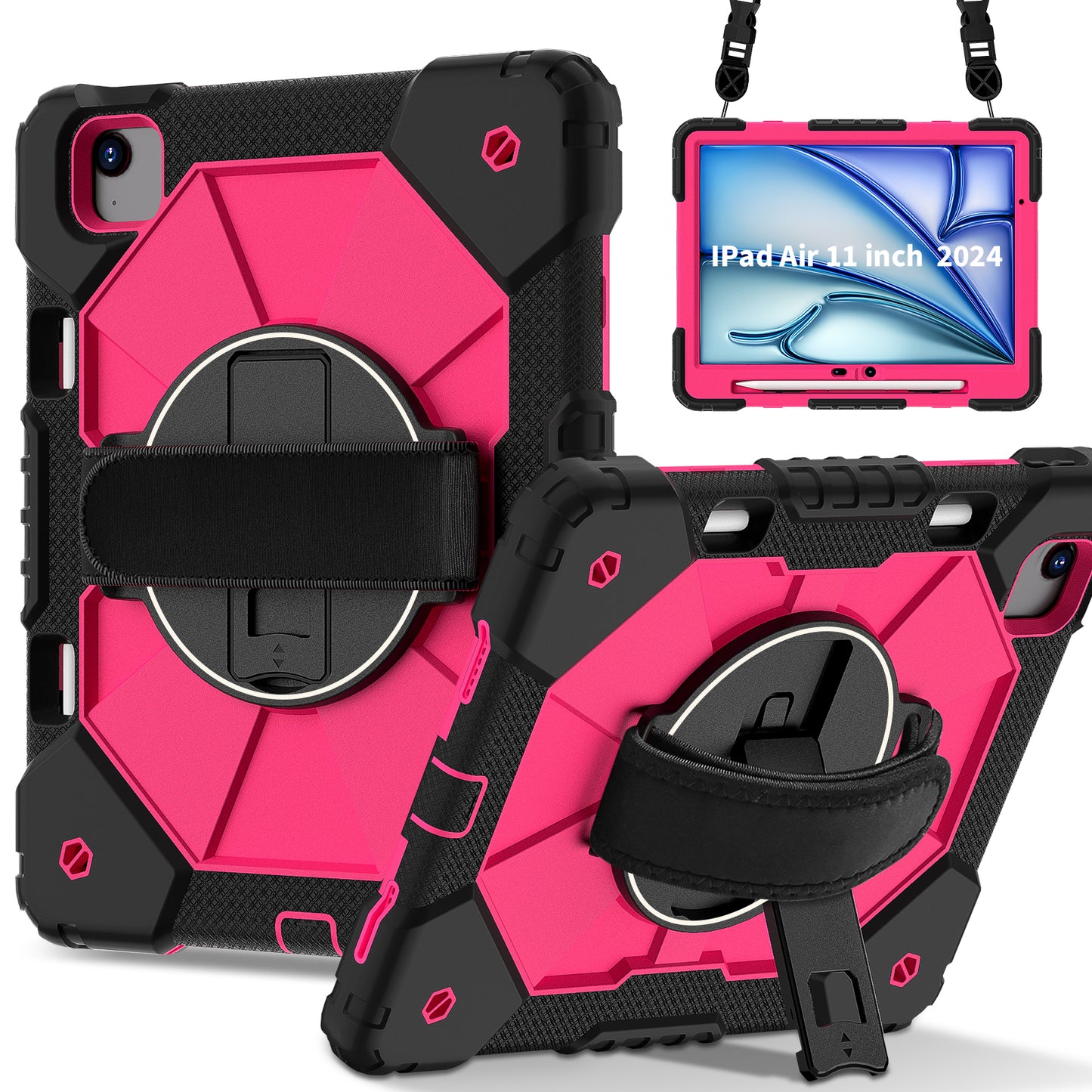 Rugged Stand Hard Case Shockproof Cover Strap For iPad Air 11" 2024 & 2025