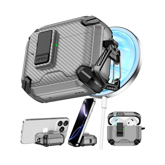 For Airpods Pro 3 (2025) Case with Lock Lid & Stand, Shockproof Protective Cover (Grey)