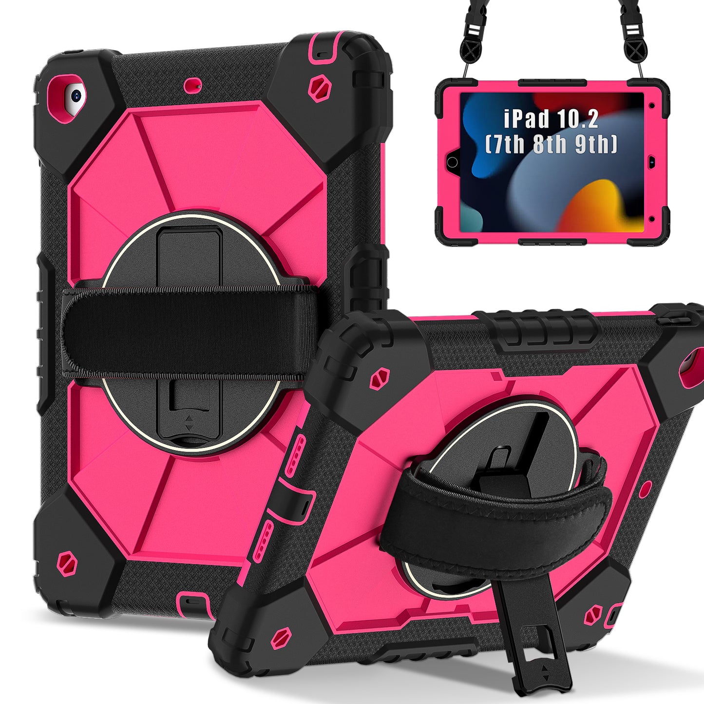 Rugged Stand Hard Case Shockproof Cover Strap For iPad 7/8/9 gen 10.2" (2019/2020/2021)