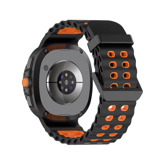 Rugged Breathable Sport Band Soft Silicone Waterproof For Samsung Galaxy Watch Ultra 47mm - Orange