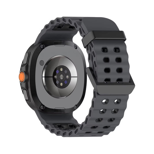 Rugged Breathable Sport Band Soft Silicone Waterproof For Samsung Galaxy Watch Ultra 47mm - Black
