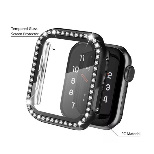 Bling PC Full Cover Watch Case Tempered Screen Protector For Apple iWatch 10 / 9 / 8 / 7 / SE / 6 / 5 / 4 / 3 / 2 / 1 / 38 / 40 / 41 / 42 / 44 / 45 / 46mm