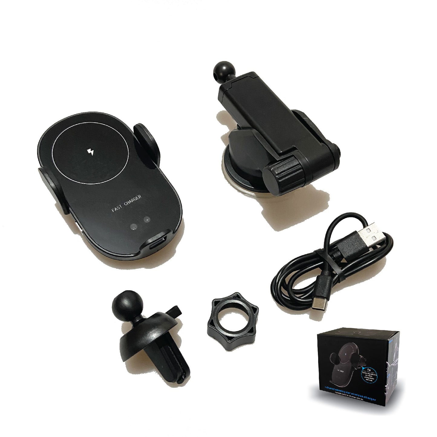 15W Automatic Clamping Wireless Charging Car Charger Mount Air Vent Phone Holder