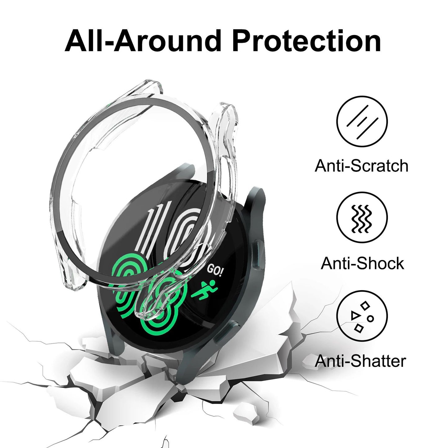 For Samsung Galaxy Watch 5 4 40 44mm Full Cover Screen Glass Protector Shell Case