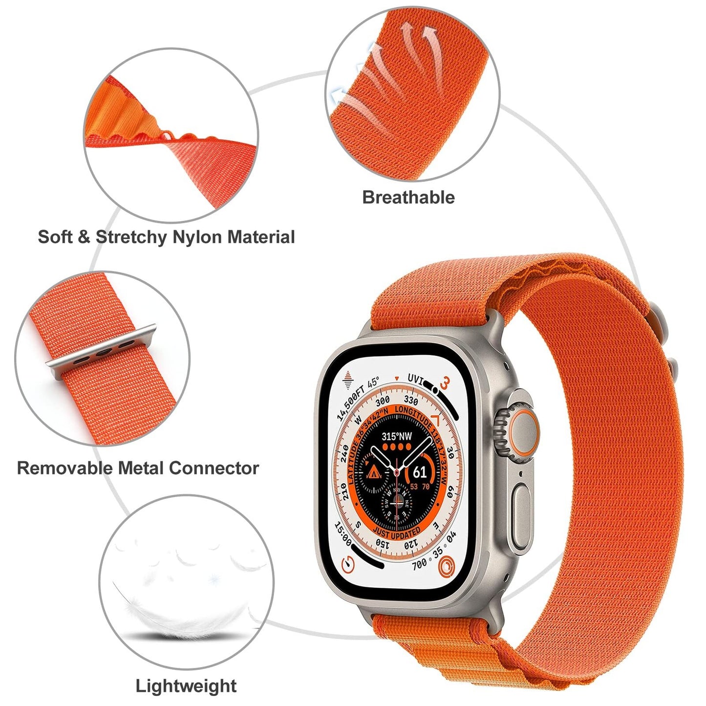 Alpine Nylon Sports Watch Band Strap For Apple iWatch Ultra 10 9 8 7 6 5 4 3 2 1 SE 49 46 45 44 42 41 40 38 mm