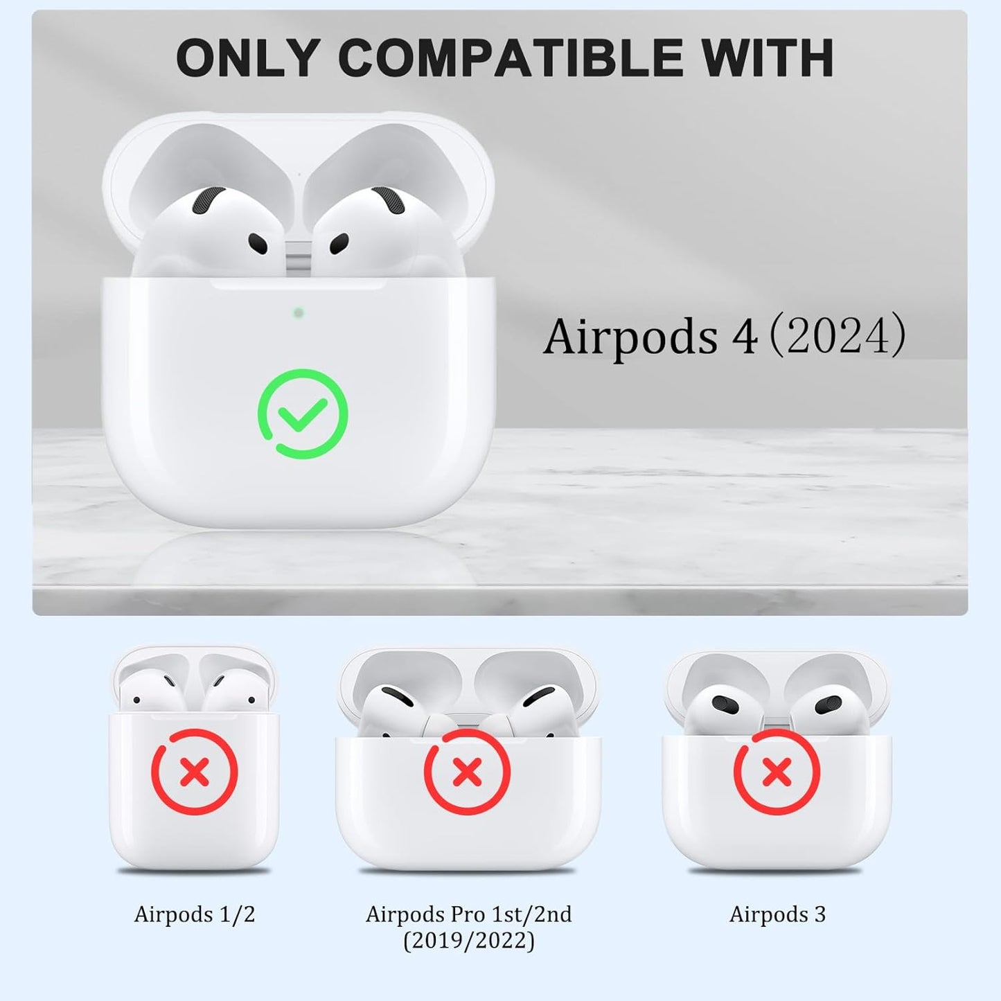 For Airpods 4 Gen (2024) Case with Lock Lid & Stand, Shockproof Protective Cover (Grey)