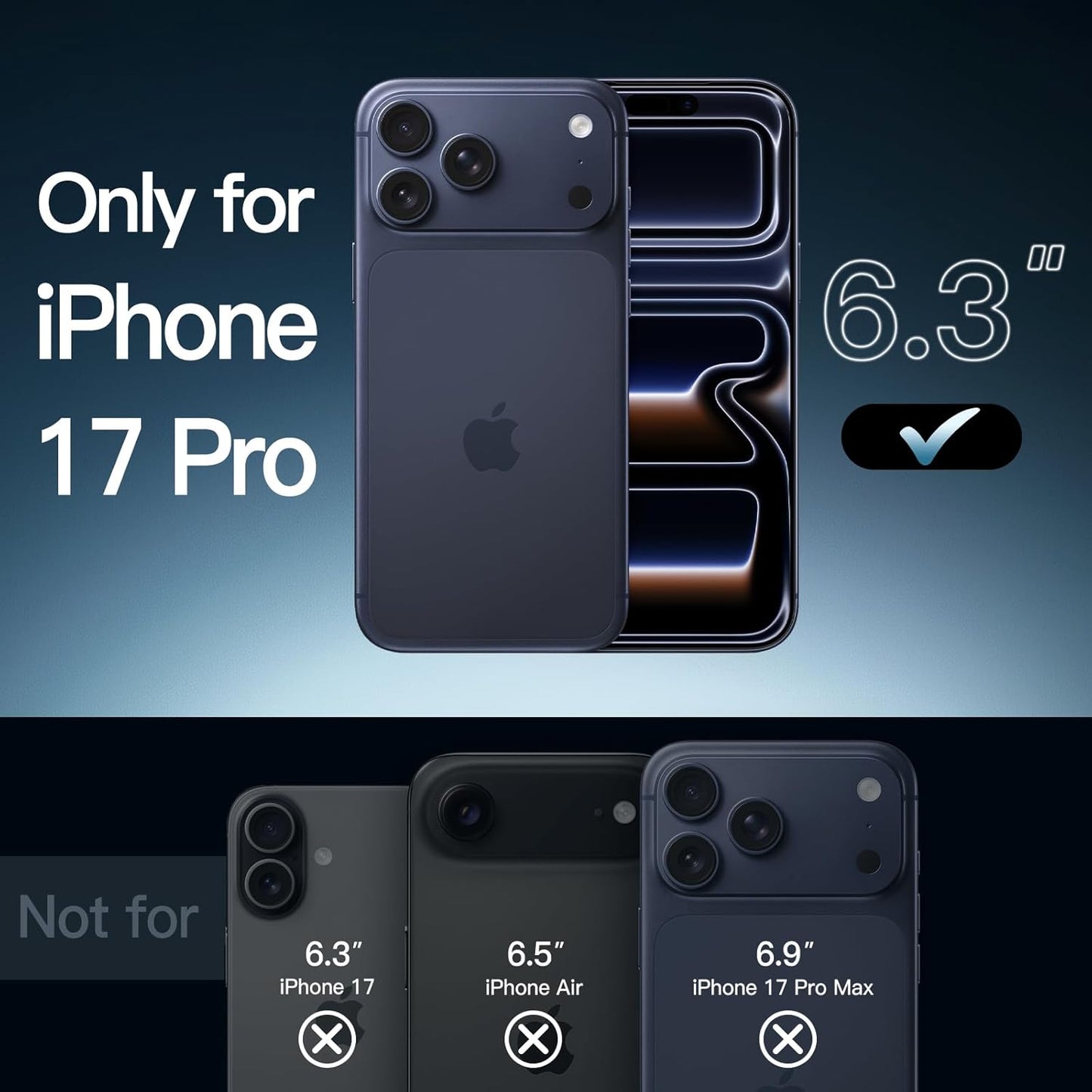 For Apple iPhone 17 Pro (6.3") Black Crystal Case Compatible with MagSafe