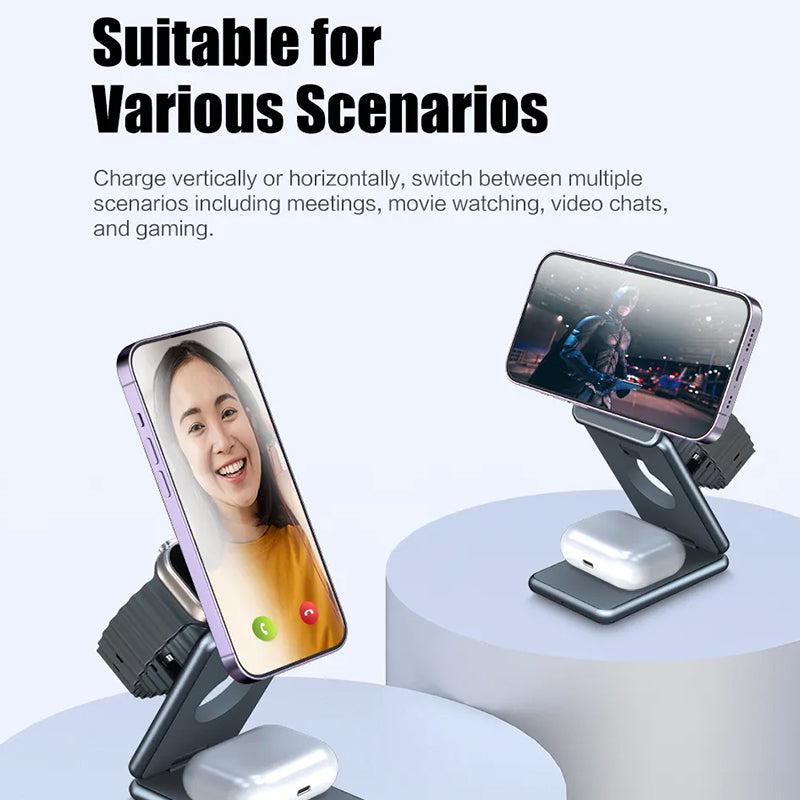 Wireless Charger 15W Fast Charger Station for Apple Samsung Watch iPhone AirPods