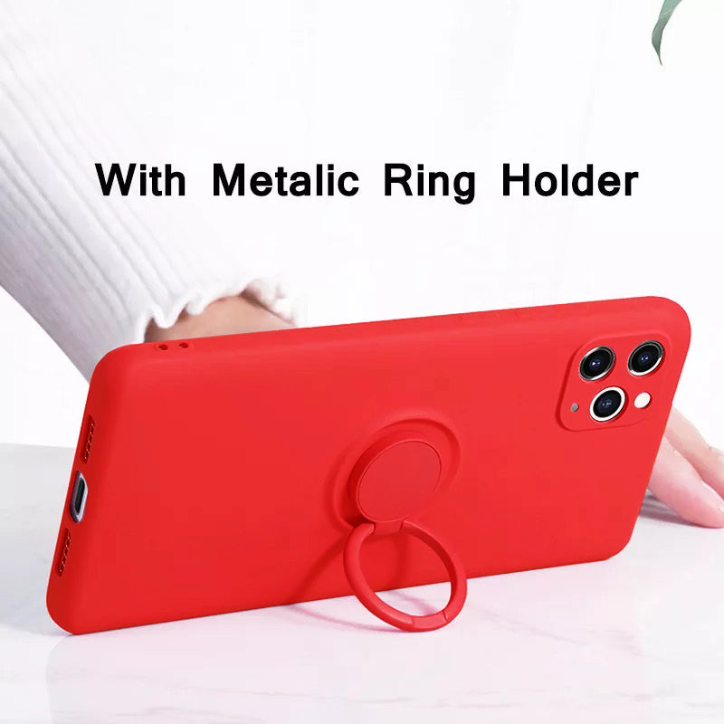 Ring Stand Case Shockproof Magnet Silicone Cover For iPhone