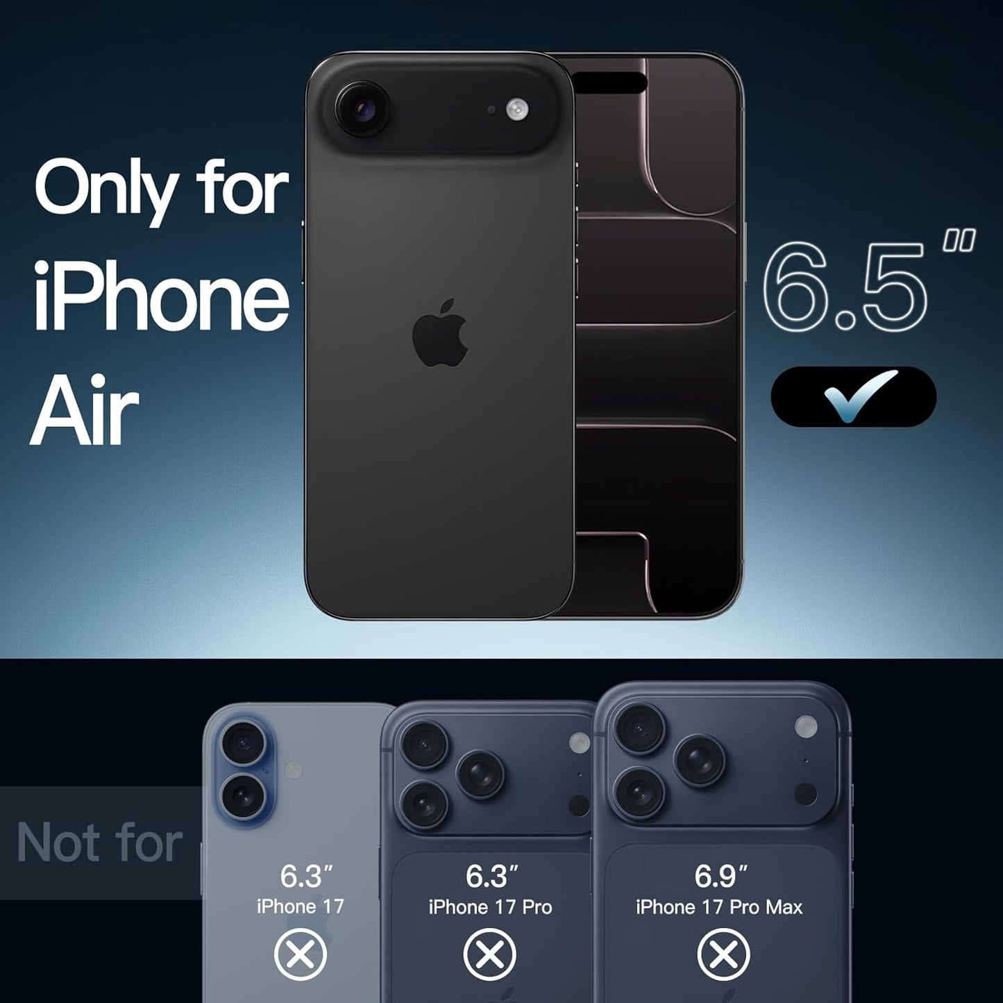 For Apple iPhone 17 Air (6.5") Black Crystal Case Compatible with MagSafe