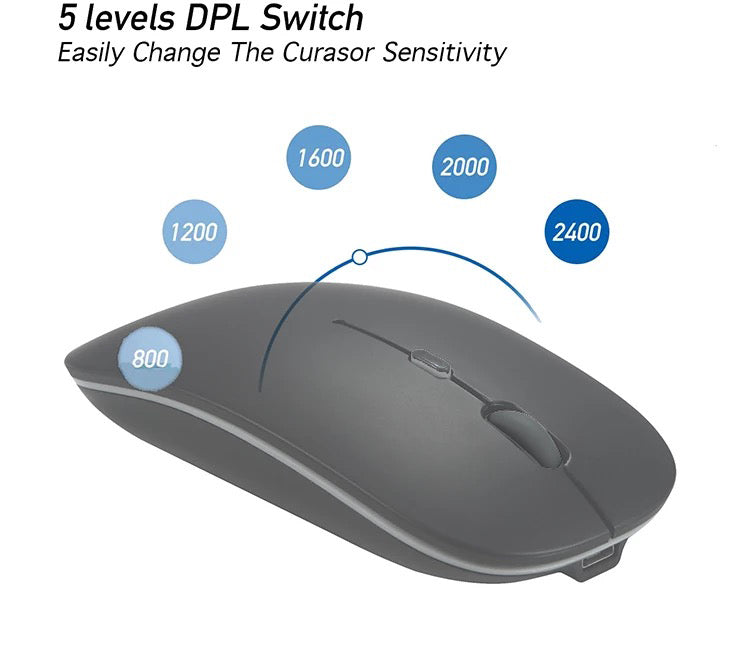Optical Wireless Bluetooth Slim Rechargeable Mouse for Laptop/Tablet/Mac/iPad